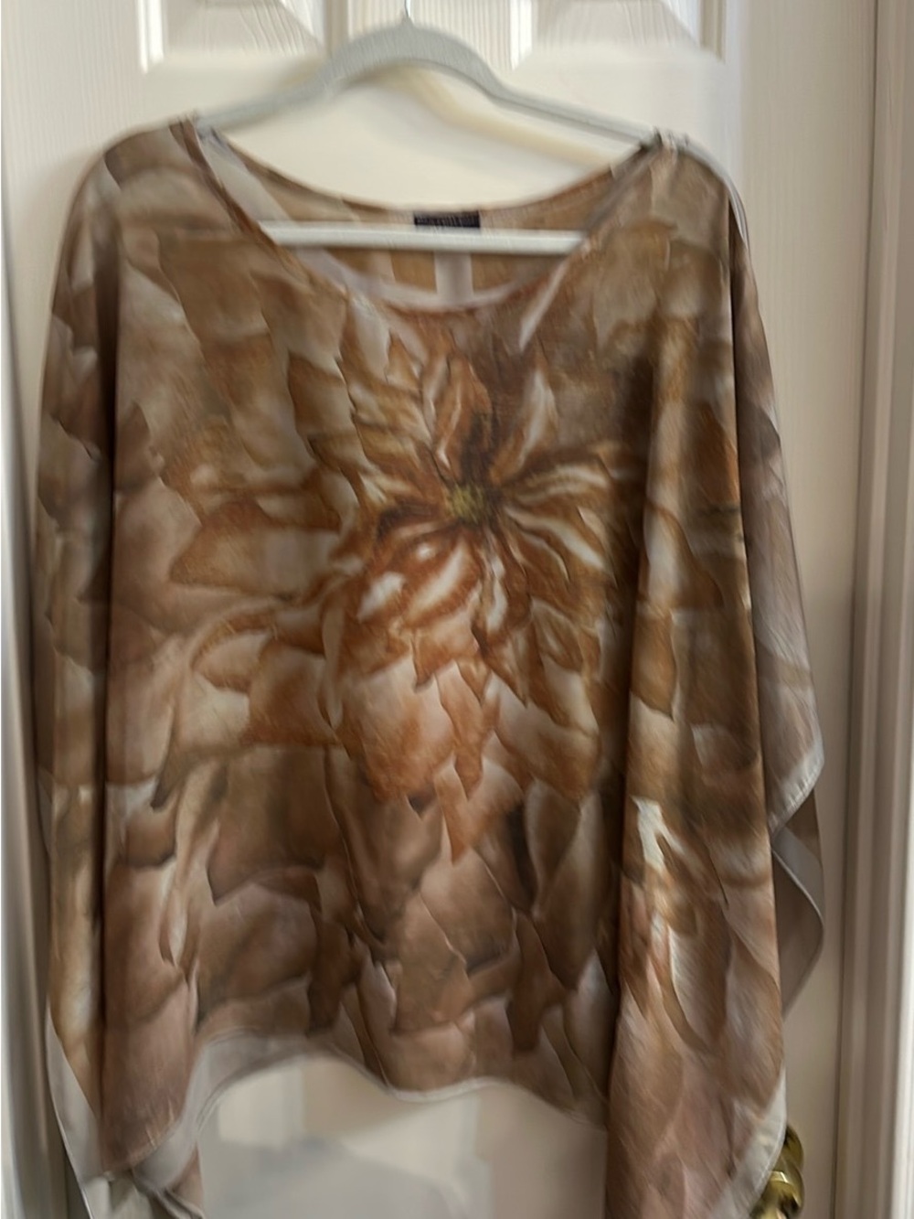 Caren Sport Brown Floral Draped Tunic Top
